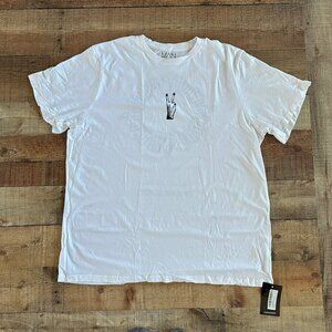 Boohoo Man Plus hand front and back print t-shirt in white -4XL